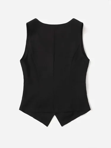 Miniatura 3 de Milumia Chaleco casual con botones y cuello en V para mujer, sin mangas