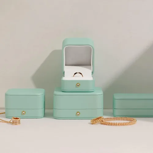 Miniatura 5 de Oirlv Hermosa caja de collar verde menta interior de terciopelo blanco cadena larga pulsera collar caja de almacenamiento