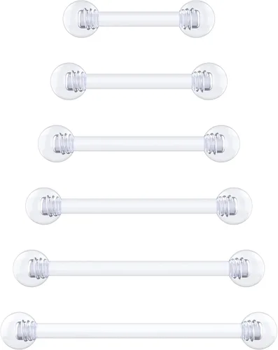 Miniatura 22 de Anillos de plástico para pezón – Anillos de lengua transparentes – Piercing hipoalergénico recto Bioflex