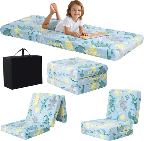 Miniatura 27 de MeMoreCool Colchón de suelo plegable para niños, Glow de 57x22 pulgadas, colchoneta para dormir y guardería para niños pequeños, futón plegable