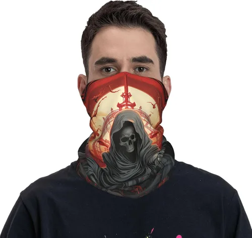 Miniatura 2 de CASGTNZ grim reaper Death skeleton angel red Neck Gaiter Face Cover Balaclava Gaiter Mask for Men Women Bandana for Motorcycle Cycling Riding Skiing
