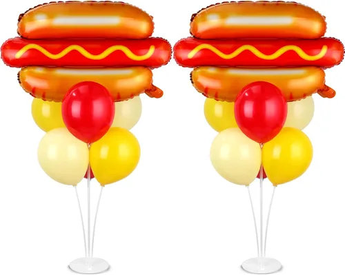 Miniatura 45 de Kit de soporte para globos de fiesta de fútbol 2 juegos con 2 globos de rugby de aluminio tipo bola, centro de mesa temático de fútbol para mesas