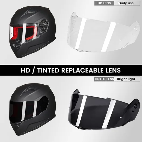 Miniatura 5 de ILM Cascos integrales para moto de nieve y motocicleta para hombres y mujeres, deportivos duales, con Pinlock antiniebla para adultos, modelo DOT 817