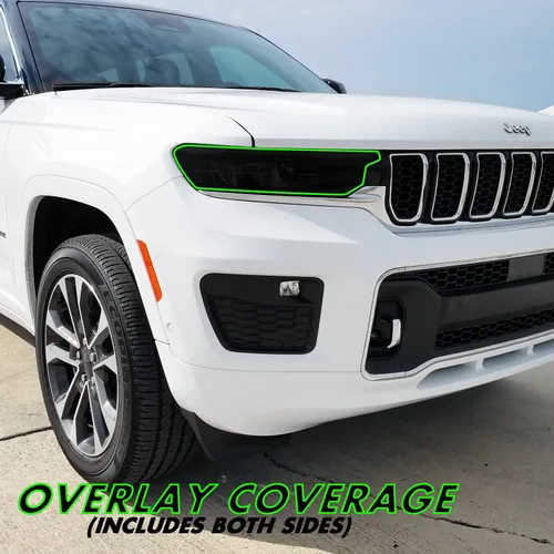 Miniatura 2 de SlickMod Tinte de humo de vinilo precortado para faros Jeep Grand Cherokee 2022-2023 (20% humo oscuro, 1. faro)