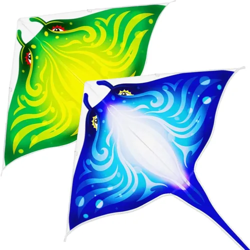 Miniatura 8 de Mint's Colorful Life Cometa de pez diablo para niños y adultos, fácil de volar, cometa Delta de una línea grande, mango de cometa incluido