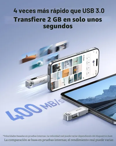 Miniatura 5 de Lexar D50E 128GB Unidad de estado sólido de doble unidad, unidad flash USB hasta 400MB/s de lectura, 360MB/s de escritura de alto rendimiento