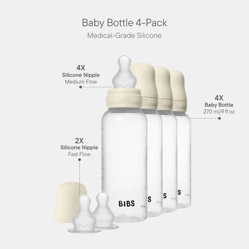 Miniatura 2 de BIBS Pezón de silicona para biberón de 9.1 fl oz, paquete de 4 – Anti-cólico, sin BPA, pezón redondo, ligero y fácil de limpiar, adecuado