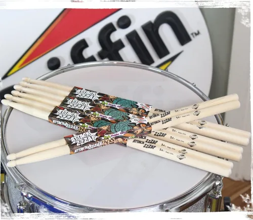 Miniatura 7 de GRIFFIN Attack Zzzap - 4 pares de palos de madera de arce selecta de élite tamaño 5A – Equilibrado, nivelado y recto – Drummers Percussion Classic