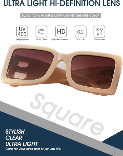Miniatura 64 de PORADAY Gafas de sol cuadradas grandes de moda para mujeres y hombres, marco grueso negro de lujo, gafas de sol modernas con montura grande