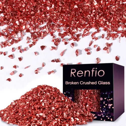 Miniatura 26 de Renfio Fragmentos de purpurina de vidrio triturado roto de 0.079 a 0.157 pulgadas, irregulares, pequeños chips metálicos gruesos, 7 onzas (7.05 oz)