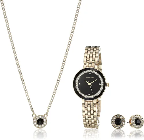 Miniatura 6 de Armitron Conjunto de reloj de pulsera y joyería con detalles de cristal genuino para mujer, 75-5796