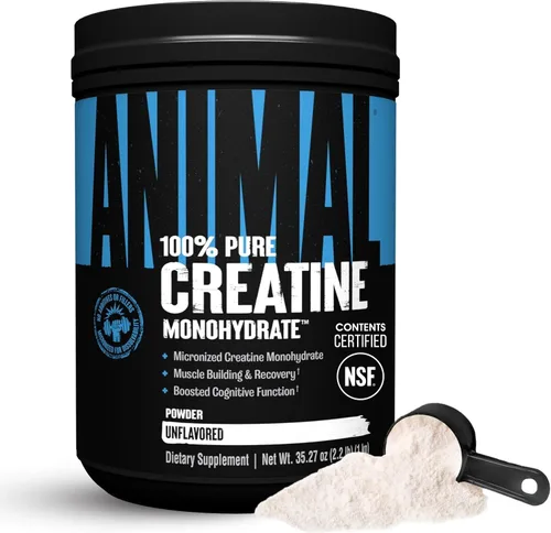 Animal Monohidrato de creatina en polvo, creatina micronizada para mujeres y hombres, apoya el crecimiento muscular, la fuerza, la resistencia, la