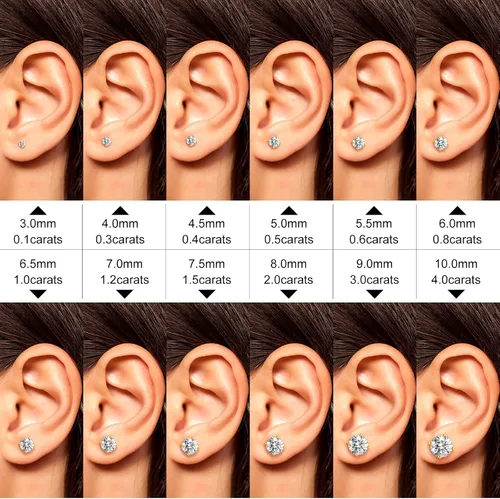 Miniatura 3 de Moissanite Stud Earrings Screw Back 0.2CT-8.0CT 18K White Yellow Gold Plated S925 Sterling Silver Round Cut D Color VVS1 Clarity Lab Created