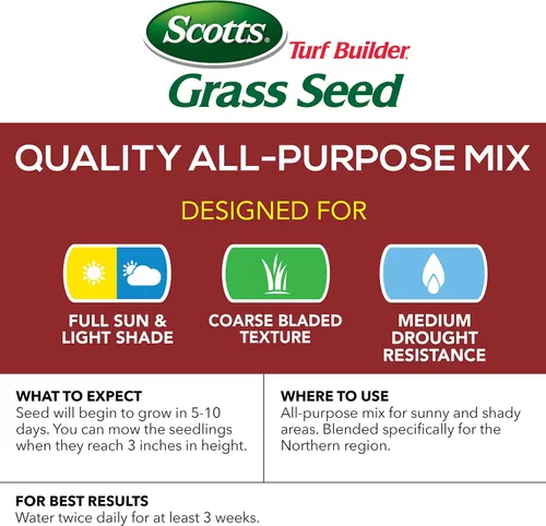 Miniatura 3 de Scotts Turf Builder - Mezcla multiusos de calidad para semillas de césped para áreas soleadas y sombreadas, 20 libras.