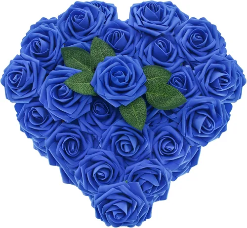 Miniatura 10 de 25 rosas artificiales de color púrpura con tallo largo, de espuma falsa con sensación real, para decoración, ramos de boda, centros de mesa, ducha