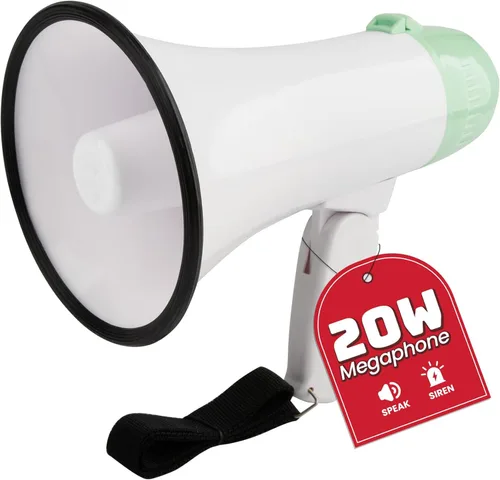 Miniatura 15 de MyMealivos 20W Megaphone Bullhorn, Built in Siren & 240s Recording, 5.4"×8.6" Portable Megaphone with Volume Control Cover Up to 300 feet+ for Verde