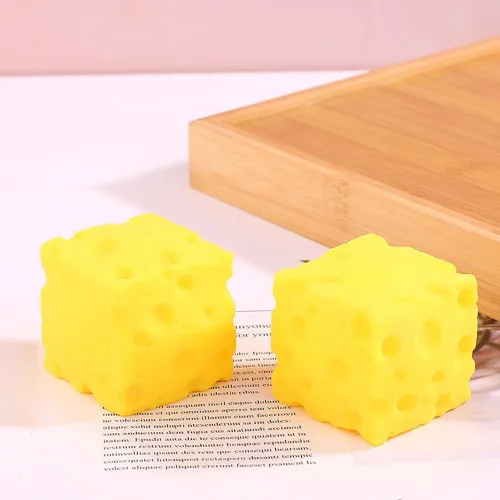 Miniatura 6 de Juguete para apretar queso, juguete suave novedoso, juguete para aliviar el estrés de queso falso, ayuda para relajarse, concentrarse, autismo