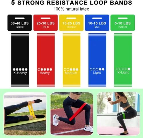 Miniatura 2 de Resistance Bands for Working Out, Workout Bands, Training Bands Set, Pull Up Exercise Bands for Home Workouts, Full Body Training, Physical Therapy