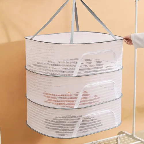 Miniatura 4 de Rejilla de secado de hierbas, red plegable de malla con cremallera, red de secado de alimentos para secar suéter para secar semillas, hierbas, 3