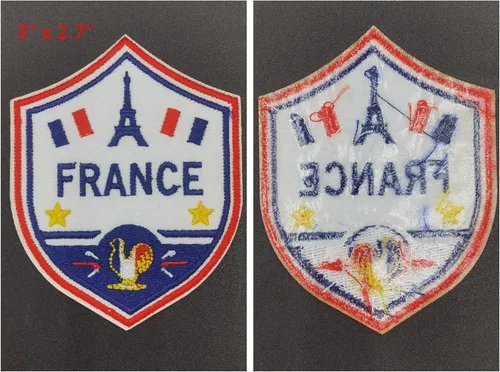 Miniatura 2 de Parche de escudo de bandera de Francia para planchar con apliques bordados tácticos banderas nacionales emblema insignia