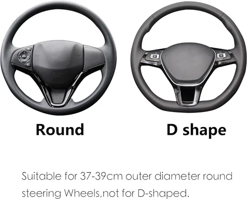 Miniatura 5 de ALEMODR Funda de cuero negro para volante de coche, cubierta universal de 15 pulgadas para hombres
