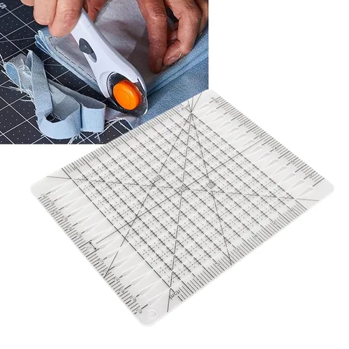 Miniatura 2 de Pssopp Regla de corte con forma encantadora, acrílico transparente, escala precisa, línea de cuadrícula negra, multifunción, regla de colchas, 10.0