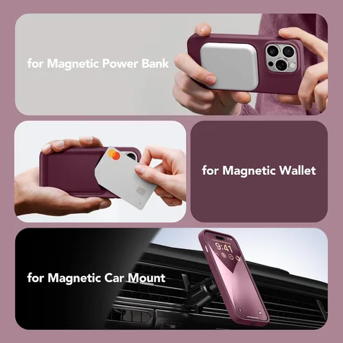 Miniatura 847 de GONEZ Funda de silicona para iPhone 15 Pro Max, compatible con Magsafe, protector de cámara + protector de pantalla, forro de microfibra suave
