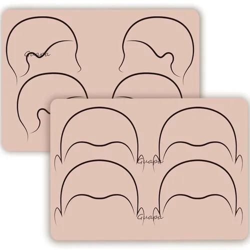 Piel de práctica de tatuajes en el cuero cabelludo, 2 lados, diseño de líneas de cabello, almohadilla de práctica de tatuaje de silicona para hoja