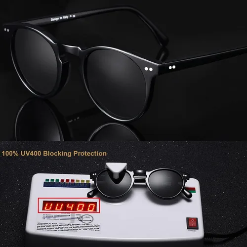 Miniatura 32 de CARFIA Gafas de sol redondas de acetato para hombre, polarizadas, protección UV, gafas de sol clásicas retro CA5289L