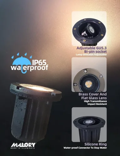 Miniatura 6 de MALORY Luces de Paisaje de Bajo Voltaje, (4.6''A) Cubierta Superior de Latón 12V Luces Empotradas en el Suelo para Exteriores, Iluminación LED