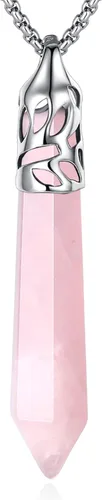 QINJIEJIE Collar de cristal curativo, joyería de cristal reiki, piedras de cuarzo natural, piedras preciosas hexagonales, alambre envuelto para