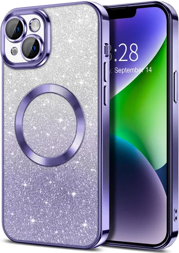Miniatura 34 de Hython Funda para iPhone 13 Pro transparente con purpurina magnética [compatible con MagSafe] Protector completo de lente de cámara delgado