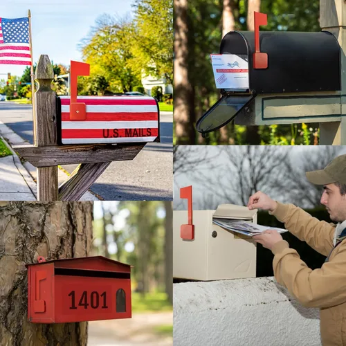 Miniatura 6 de Anley Bandera universal para buzón de correo saliente para madera, metal y estuco, resistente a la corrosión, kit de repuesto de banderas de señal