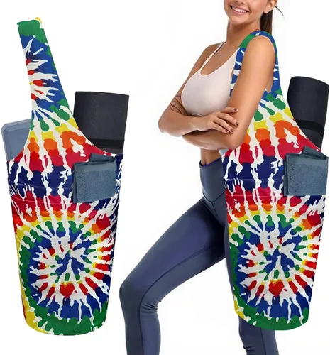 Miniatura 14 de Bolsa para esterilla de yoga para mujeres con bolsillo grande lateral, duradera de lino, bolsa de gimnasio para entrenamiento, almacenamiento