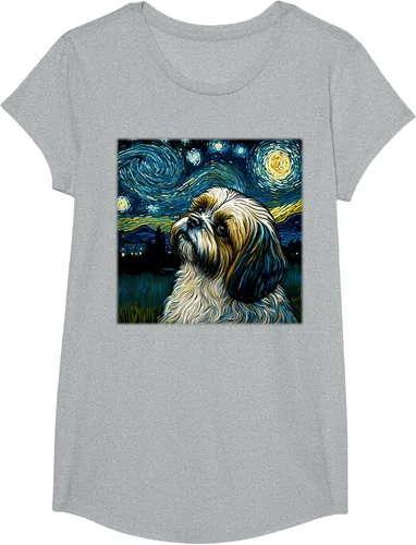 Miniatura 49 de Camiseta Surrealism Starry Night Shih Tzu Dog