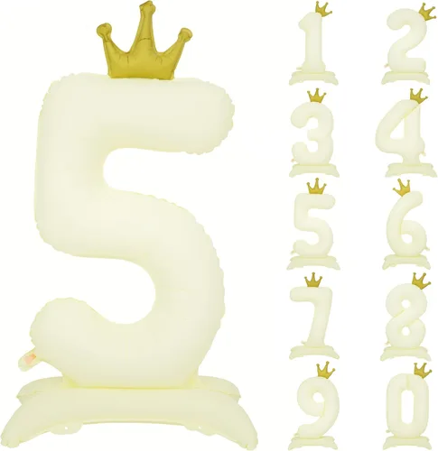Miniatura 15 de Globos de aluminio grandes con corona negra número 0 para niños y niñas, cumpleaños, boda, aniversario, fiesta, baby shower, suministros 0