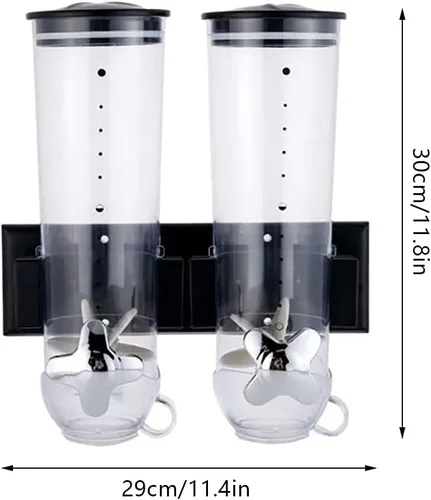 Miniatura 6 de Dispensador de cereales para montar en la pared, organizador de cereales, dispensador de granos de café con 2 cubos y 2 tazas, almacenamiento