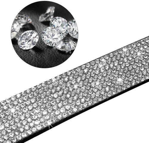 Miniatura 4 de Lindo collar para perro con diamantes de imitación brillantes, elegante collar de cristal diamante con purpurina bonita joya suave collares