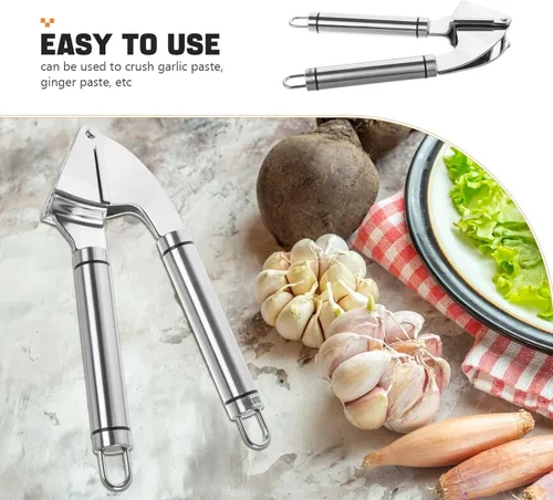 Miniatura 7 de BESPORTBLE Stainless Steel Garlic Press with Peeler Ergonomic Manual Garlic Crusher and Mincer Tool for Easy Crushing and Ginger Mashing Portable