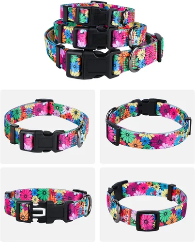Miniatura 5 de Collar de perro para perros pequeños con patrón floral para hembras y perros, talla S A1_Girasol