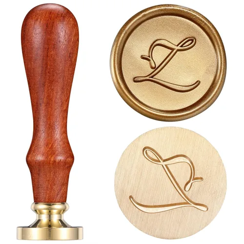 Miniatura 25 de Yoption - Sello de cera con diseño de letra del alfabeto y cabeza de latón retro, sello clásico