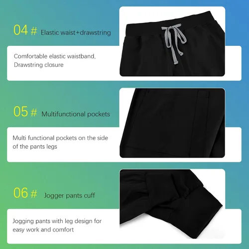 Miniatura 5 de niaahinn Conjunto de ropa quirúrgica clásica con cuello en V y pantalón deportivo de yoga, uniforme médico de enfermería