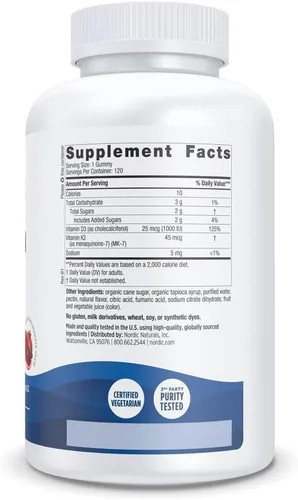 Miniatura 2 de Nordic Naturals Gomitas de Vitamina D3 + K2, Granada - 120 Gomitas - 1000 UI de Vitamina D3 + 45 mcg K2 - Gran sabor - Salud ósea, promueve
