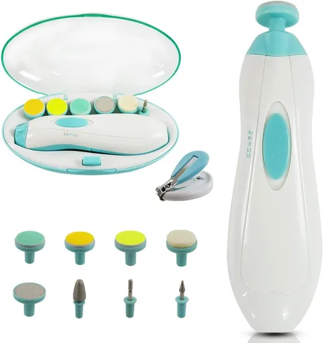 Lima de uñas eléctrica con cortaúñas para bebé, cortaúñas con luz LED, diseño silencioso seguro para recién nacidos, niños pequeños o mujeres,