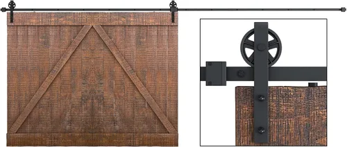 Miniatura 10 de SMARTSTANDARD Kit de herrajes para puerta corrediza de granero de alta resistencia de 6 pies, 4 pies a 18 pies, negro, suave y silencioso, simple