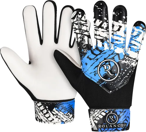 Miniatura 11 de Rolanicio Guantes de portero Guantes de portero para niños con doble protección para la muñeca Guantes de fútbol de material de látex Naranja