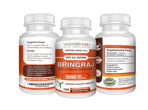 Miniatura 2 de Vadik Herbs Orgánico Bringraj Bhringraj (Eclipta erecta, Eclipta alba) Polvo 100 Vegicaps Promueve el crecimiento saludable del cabello..