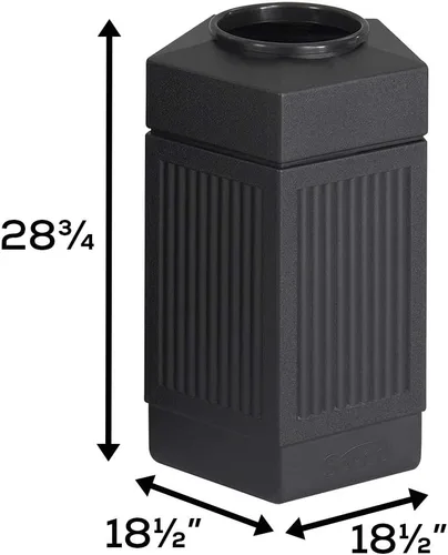 Miniatura 4 de Safco Products Canmeleon - bote de basura para interiores y exteriores, con tapa abierta, color negro, cinco paneles acanalados, capacidad de 30
