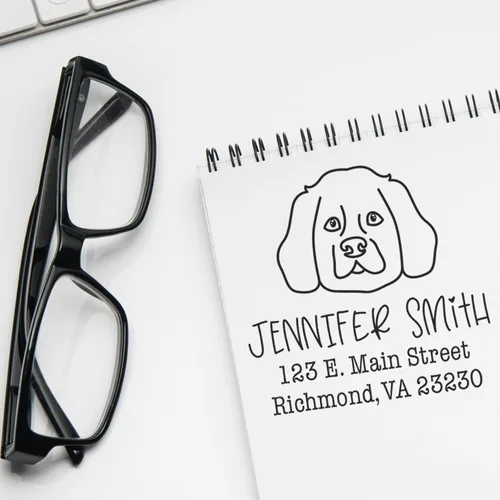 Miniatura 36 de Sello de dirección personalizado Basset Hound – Sello personalizable con nombre y dirección para sobres, ideal para amantes de los perros