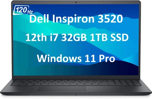 Dell Inspiron 15 - Laptop empresarial de 15.6 pulgadas (FHD 120Hz WVA antirreflejo, Intel 10-Core i7-1255U, 32 GB de RAM, 1 TB SSD), teclado